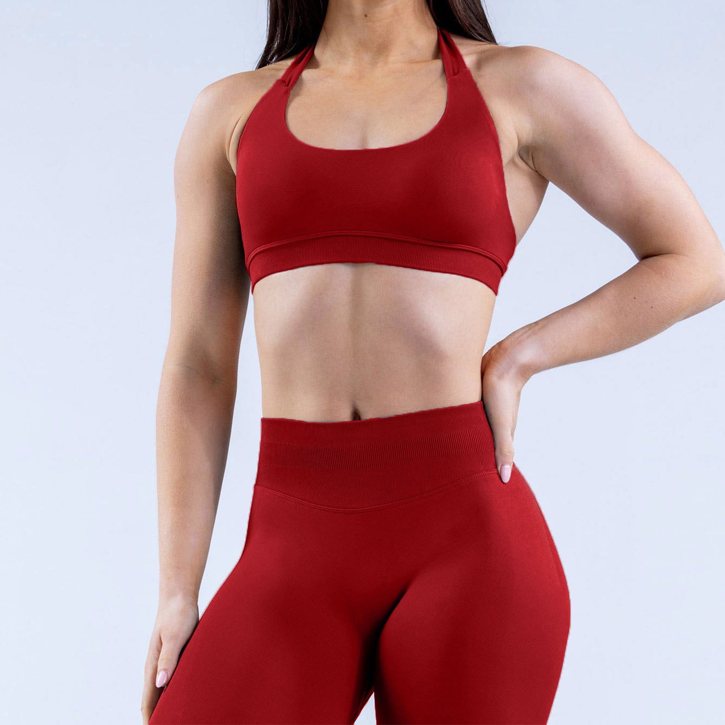High Elastic Ultra-fine Matte Nylon Halter Beauty Back Seamless Sports Bra