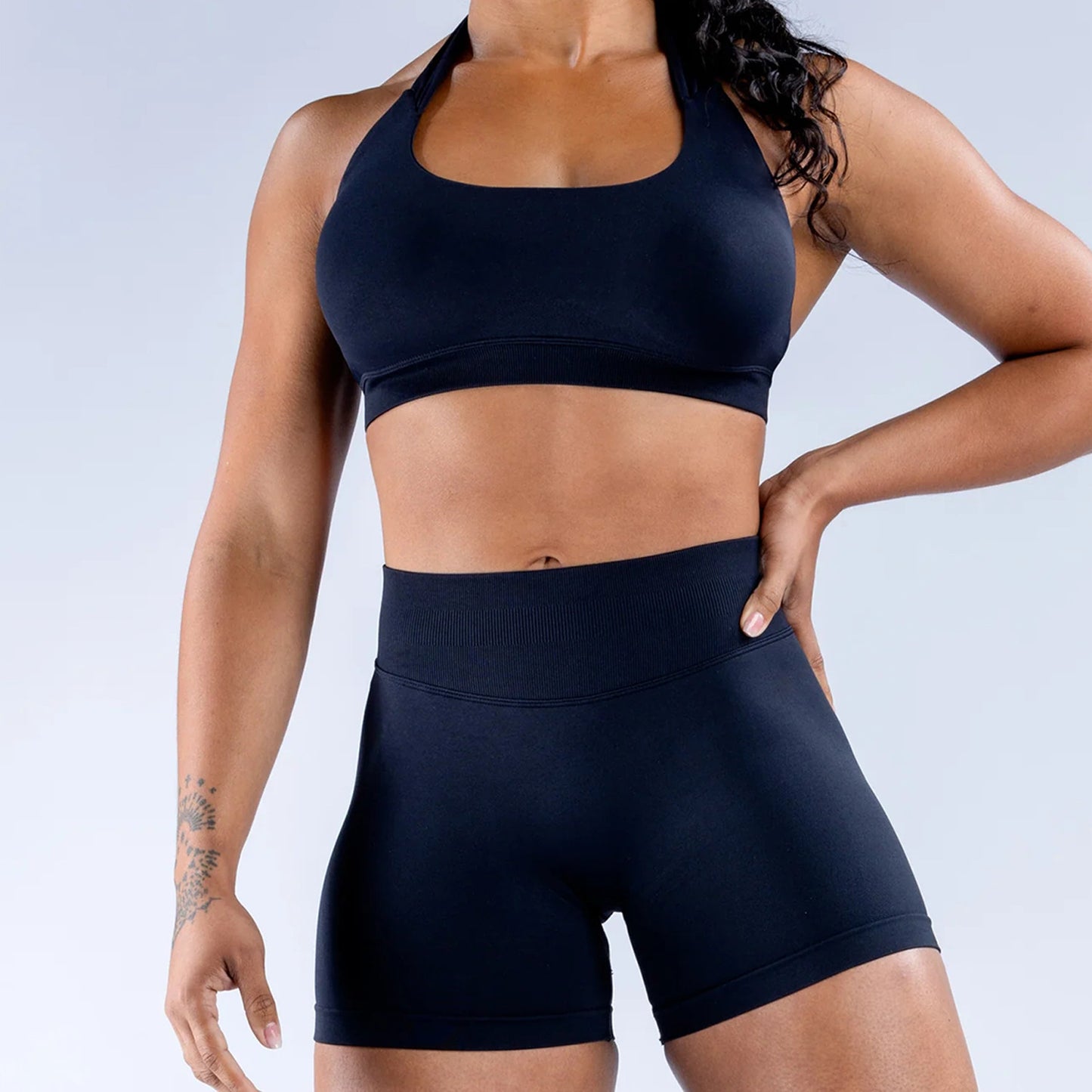 High Elastic Ultra-fine Matte Nylon Halter Beauty Back Seamless Sports Bra