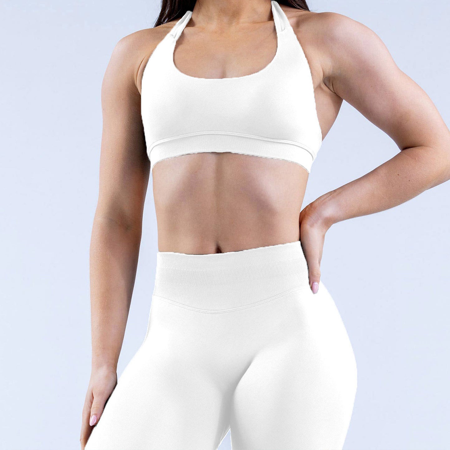 High Elastic Ultra-fine Matte Nylon Halter Beauty Back Seamless Sports Bra